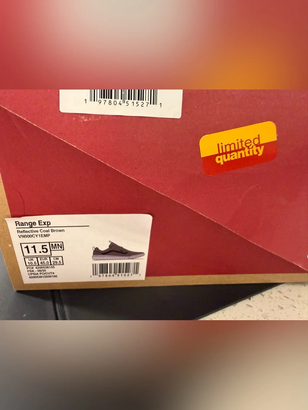 Vans Mens  Range EXP Sneaker Low Reflective Coal Brown Colorway Sz 11.5 New Box